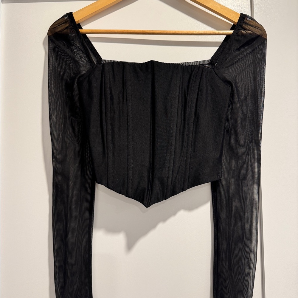 Princess Polly Black Mesh Corset Top